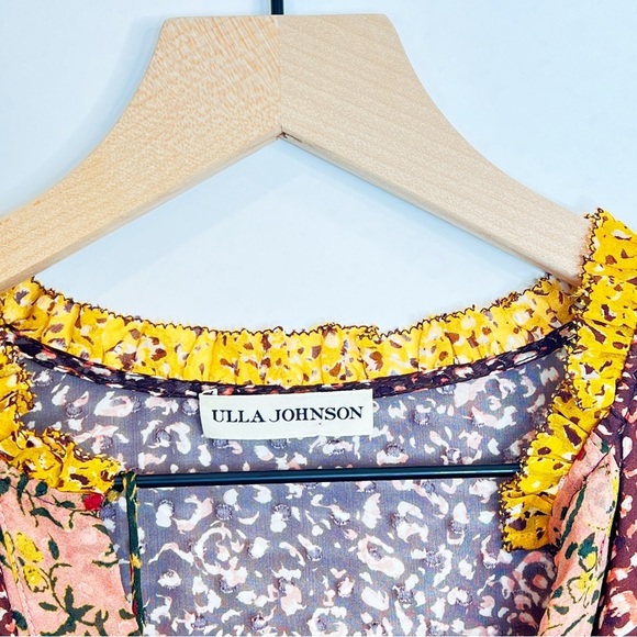 BOHO Fall Ruffle Floral Bohemian Mini Dress Size 4 - Picture 12 of 15